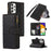 For Samsung Galaxy A73 5G Cell Phone Case Anti-drop 9 Card Slots Wallet Cover with Wrist Strap - Black - 1