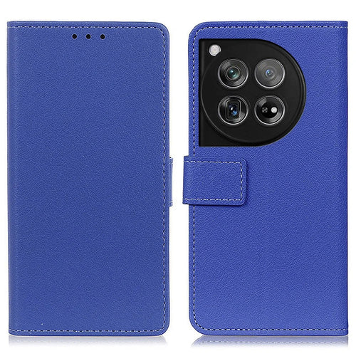 For OnePlus 12 5G PU Leather Case Phone Cover Stand Wallet - Blue - 1
