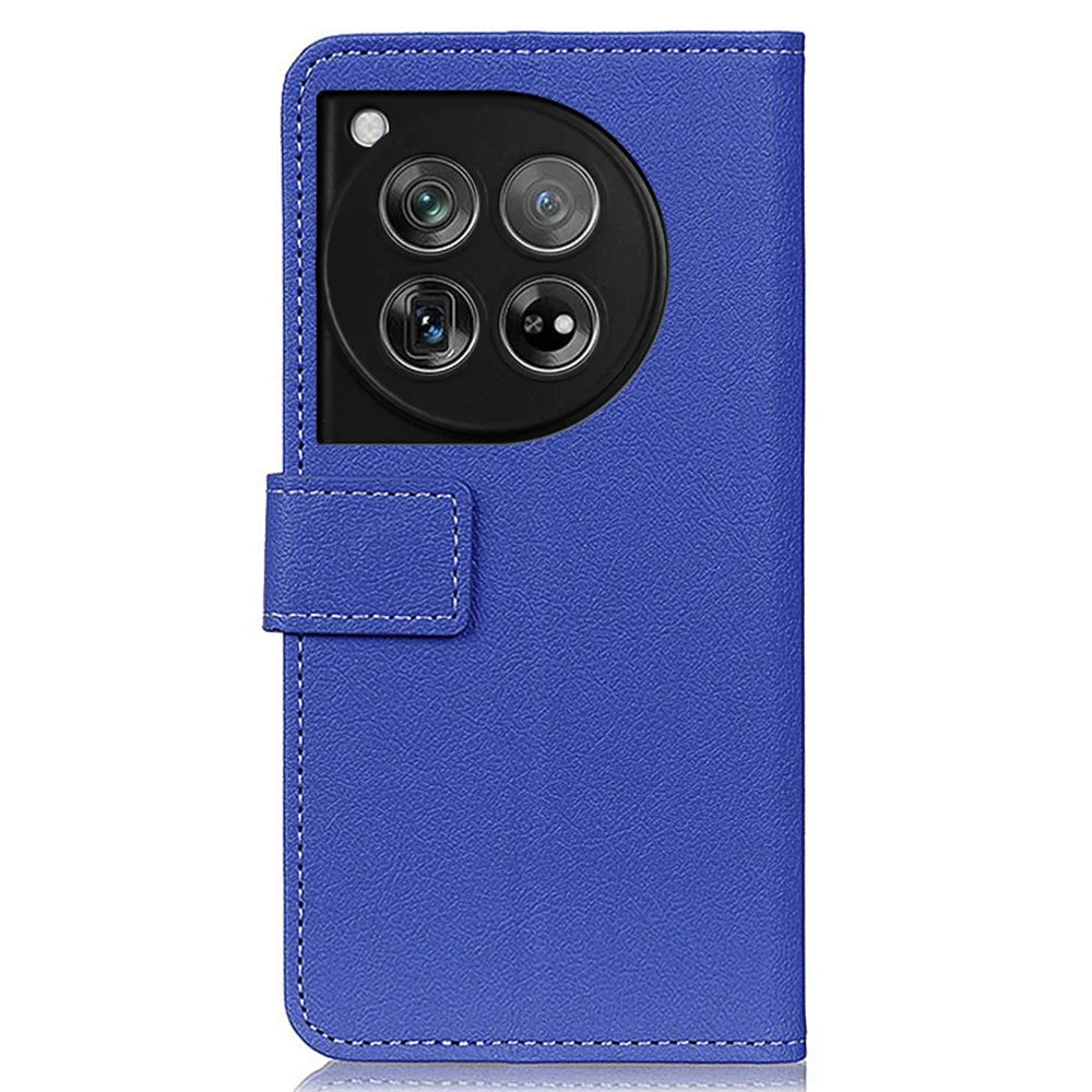 For OnePlus 12 5G PU Leather Case Phone Cover Stand Wallet - Blue - 7