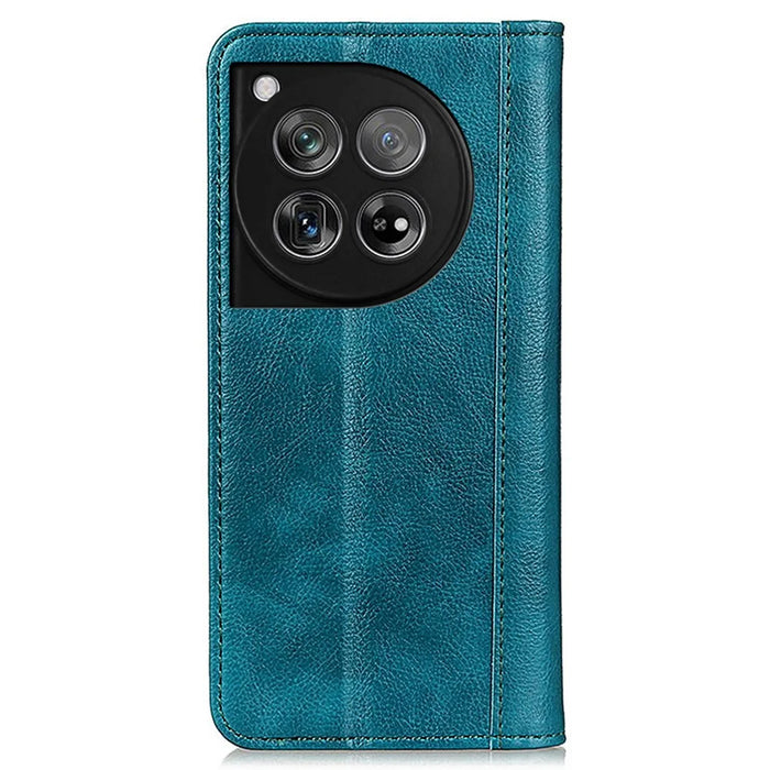 For OnePlus 12 5G Phone Cover Litchi Texture Magnetic Split Leather Wallet Case - Green - 7
