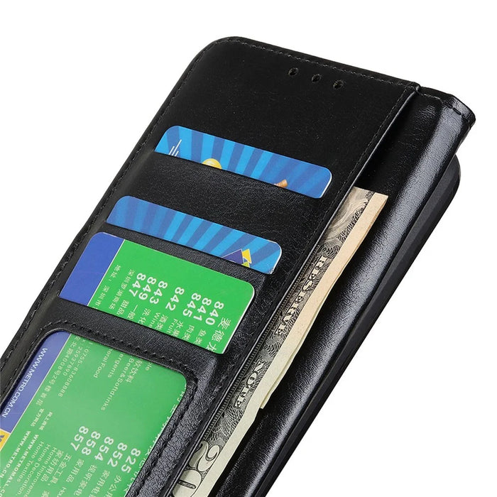 For OnePlus 12 5G Flip Leather Phone Cover Crazy Horse Pattern Design - Black - 4