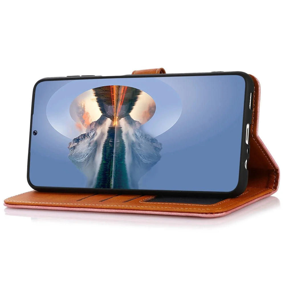 KHAZNEH For OnePlus 12 5G Case PU Leather+TPU Cowhide Texture Phone Guard Cover - Rose Gold - 3
