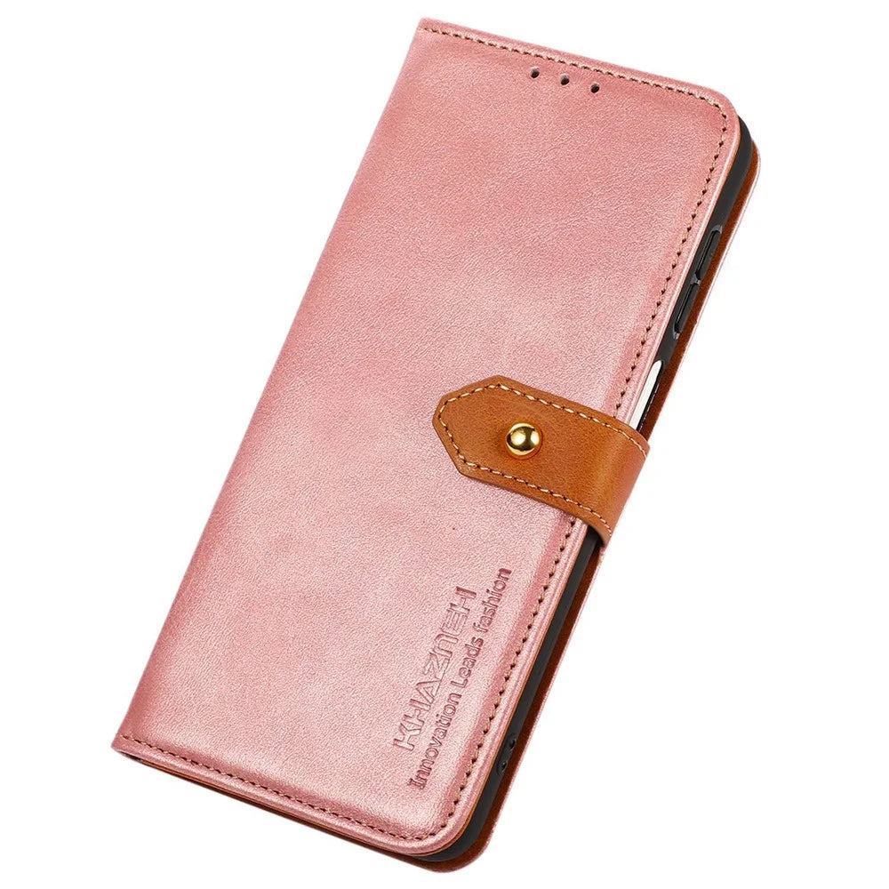 KHAZNEH For OnePlus 12 5G Case PU Leather+TPU Cowhide Texture Phone Guard Cover - Rose Gold - 5