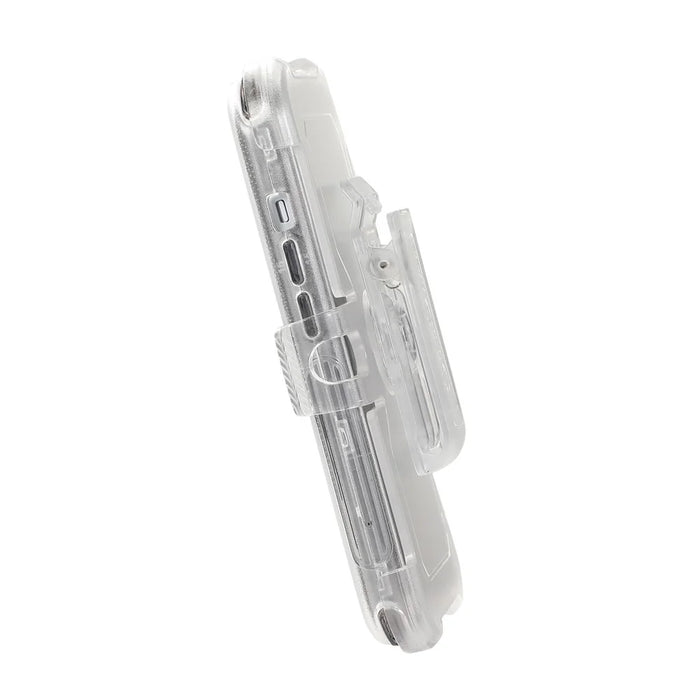 For iPhone 15 Matte Phone Cover Slide Holster Cover Belt Clip Kickstand - Transparent Black - 5