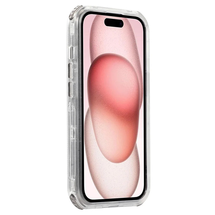 For iPhone 15 Matte Phone Cover Slide Holster Cover Belt Clip Kickstand - Transparent Black - 7