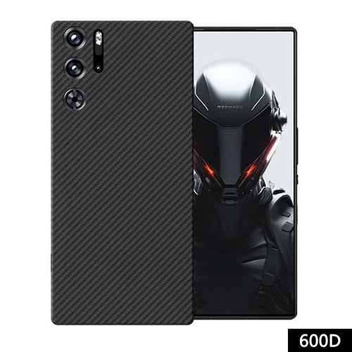 For ZTE nubia Red Magic 9 Pro 5G Case 600D Fine Texture Aramid Fiber Phone Cover (Precise Lens Hole) - Black - 1