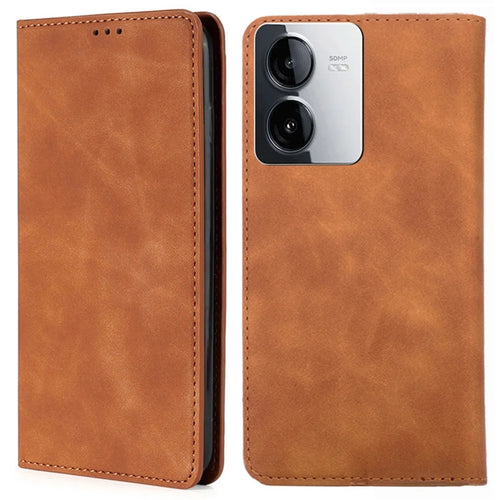 For vivo iQOO Z8x 5G / Y78t 5G Phone Case Card Holder Slots Leather Stand Flip Cover - Light Brown - 1