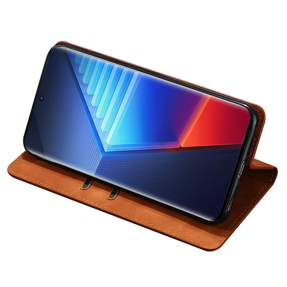 For vivo iQOO Z8x 5G / Y78t 5G Phone Case Card Holder Slots Leather Stand Flip Cover - Light Brown - 2