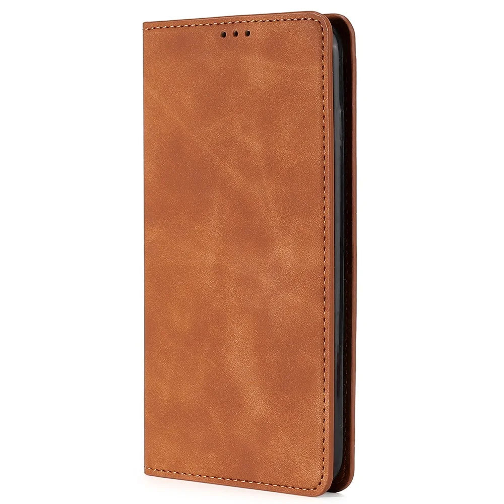 For vivo iQOO Z8x 5G / Y78t 5G Phone Case Card Holder Slots Leather Stand Flip Cover - Light Brown - 7