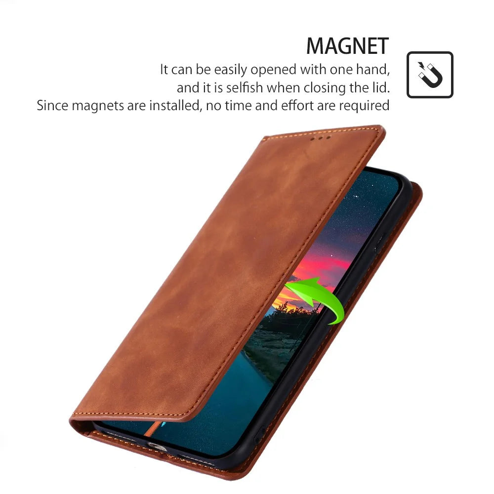 For vivo Y17s 4G Case 2 Card Holder Slot PU Leather Phone Cover Skin Touch Feeling - Light Brown - 4