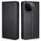 For vivo iQOO 12 5G PU Leather Wallet Case Solid Color Stand Flip Phone Cover Magnetic Absorption - Black - 1
