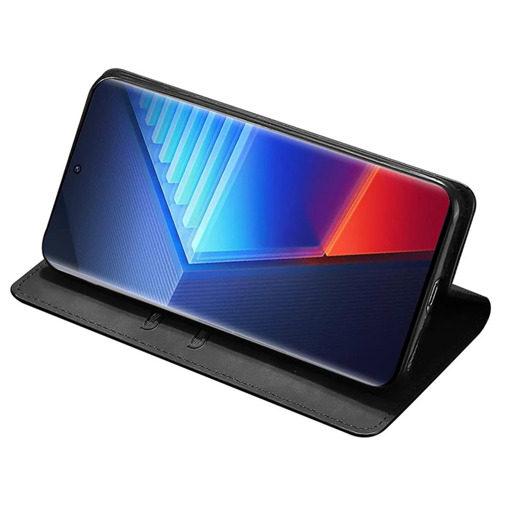 For vivo iQOO 12 Pro 5G Skin-touch Cover Flip Protective Phone Case Magnetic Auto-absorbed - Black - 2