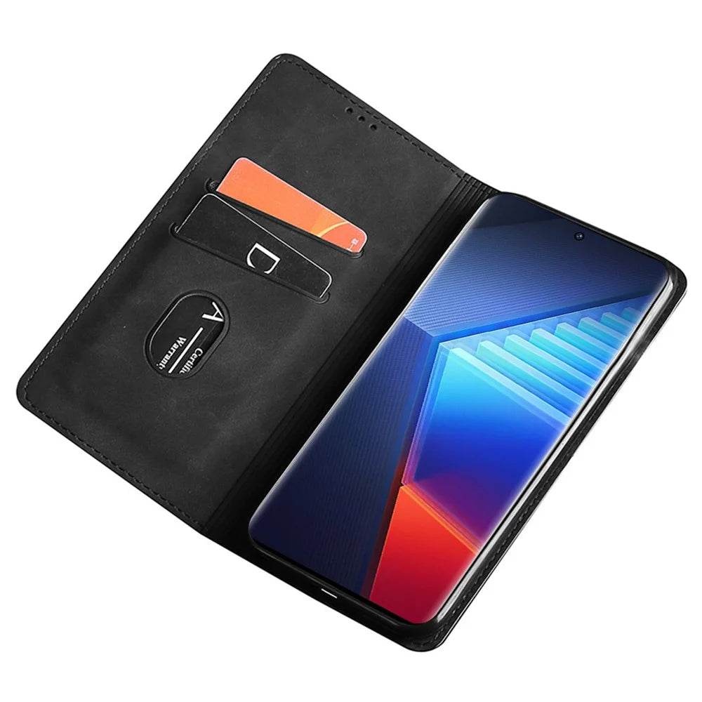 For vivo iQOO 12 Pro 5G Skin-touch Cover Flip Protective Phone Case Magnetic Auto-absorbed - Black - 3