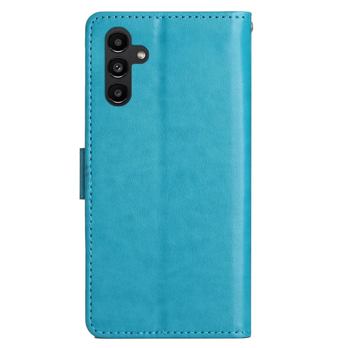 For Samsung Galaxy A35 5G Leather Case Wallet Phone Cover with Butterfly Pattern - Blue - 7