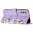 For Samsung Galaxy A35 5G Leather Stand Case Card Holder Flower Pattern - Light Purple - 3