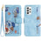 For Samsung Galaxy A73 5G Leather Case Card Slots Phone Cover Flower Pattern - Baby Blue - 1
