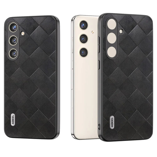 ABEEL For Samsung Galaxy S24+ Grid Texture Case PU Leather+TPU+PC Phone Cover - Black - 1