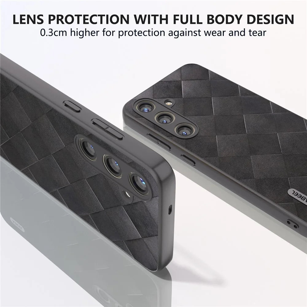 ABEEL For Samsung Galaxy S24 Grid Texture Phone Cover PU Leather Protective Back Case - Black - 2