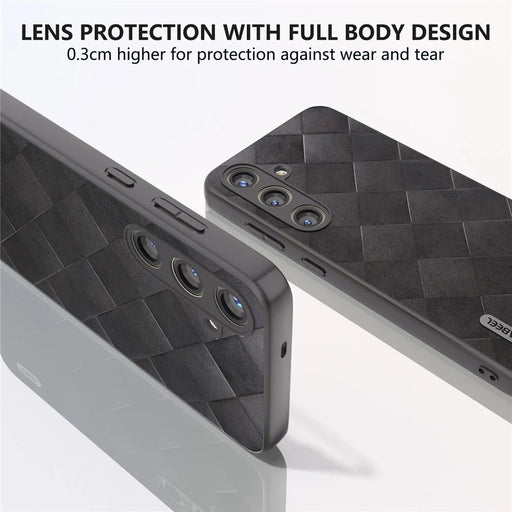 ABEEL For Samsung Galaxy S24 Grid Texture Phone Cover PU Leather Protective Back Case - Black - 2