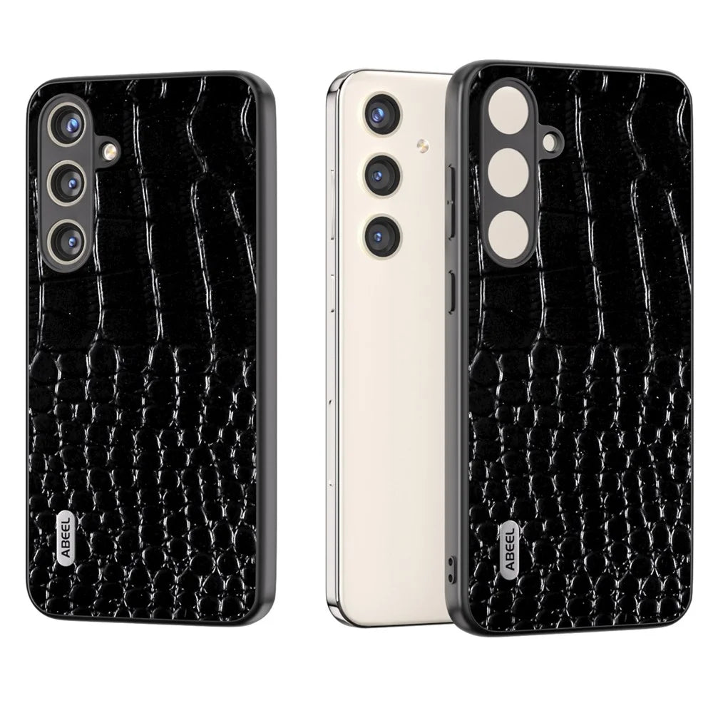 ABEEL For Samsung Galaxy S24 Crocodile Texture Phone Case Camera Protection Cover - Black - 1