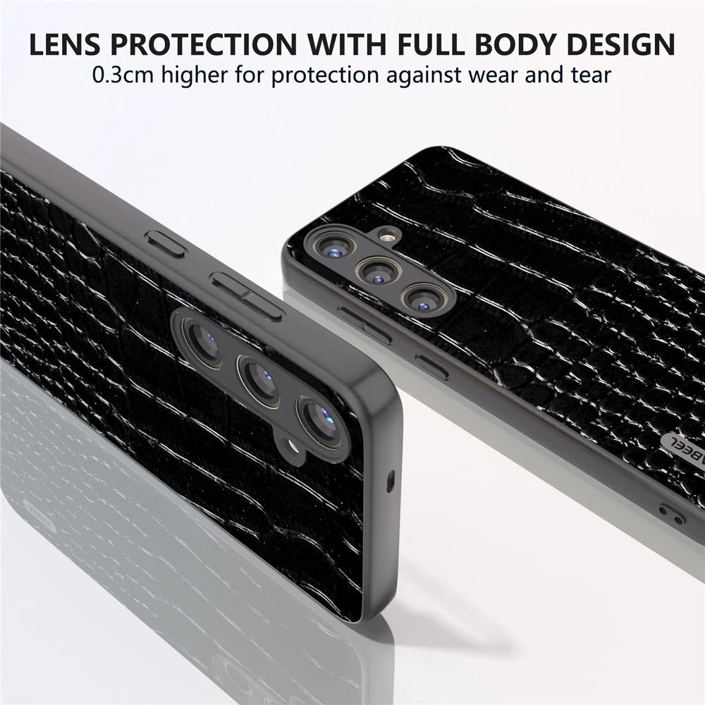 ABEEL For Samsung Galaxy S24 Crocodile Texture Phone Case Camera Protection Cover - Black - 2