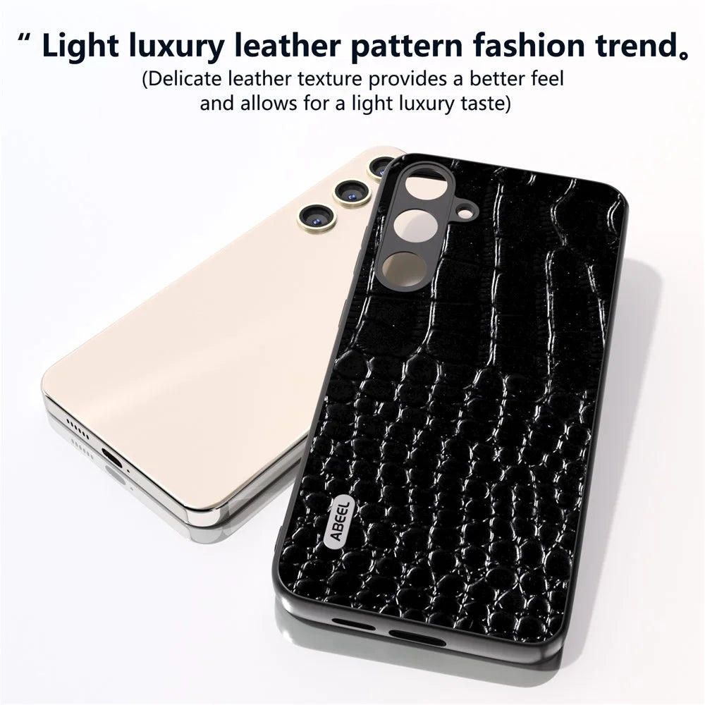 ABEEL For Samsung Galaxy S24 Crocodile Texture Phone Case Camera Protection Cover - Black - 4