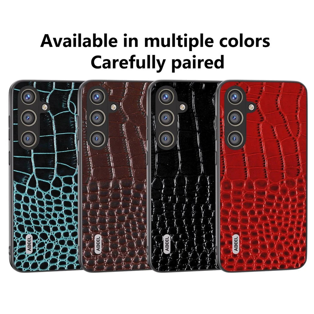 ABEEL For Samsung Galaxy S24 Crocodile Texture Phone Case Camera Protection Cover - Black - 6