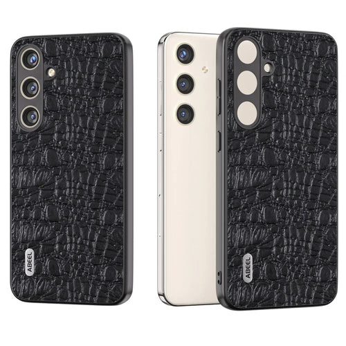 ABEEL For Samsung Galaxy S24 Slim Cover Genuine Cow Leather Back Case with Non-Slip Texture  - Black - 1