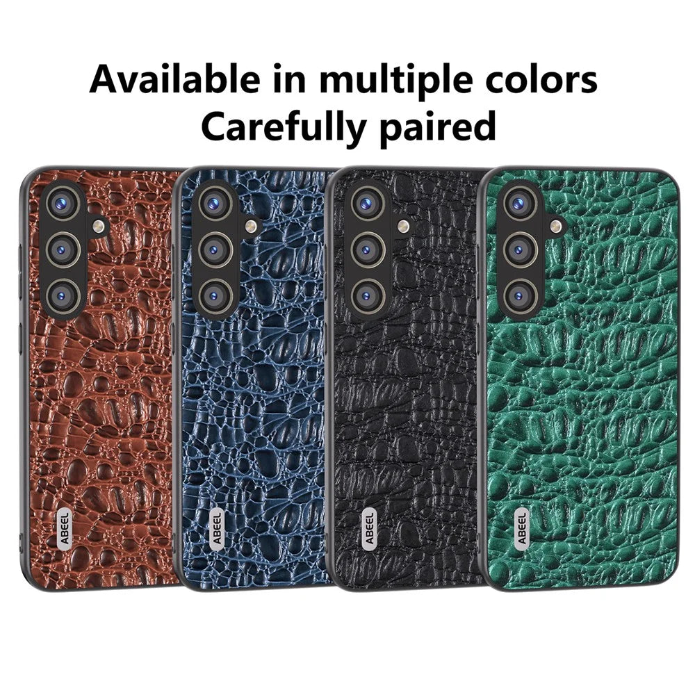 ABEEL For Samsung Galaxy S24 Slim Cover Genuine Cow Leather Back Case with Non-Slip Texture  - Black - 6