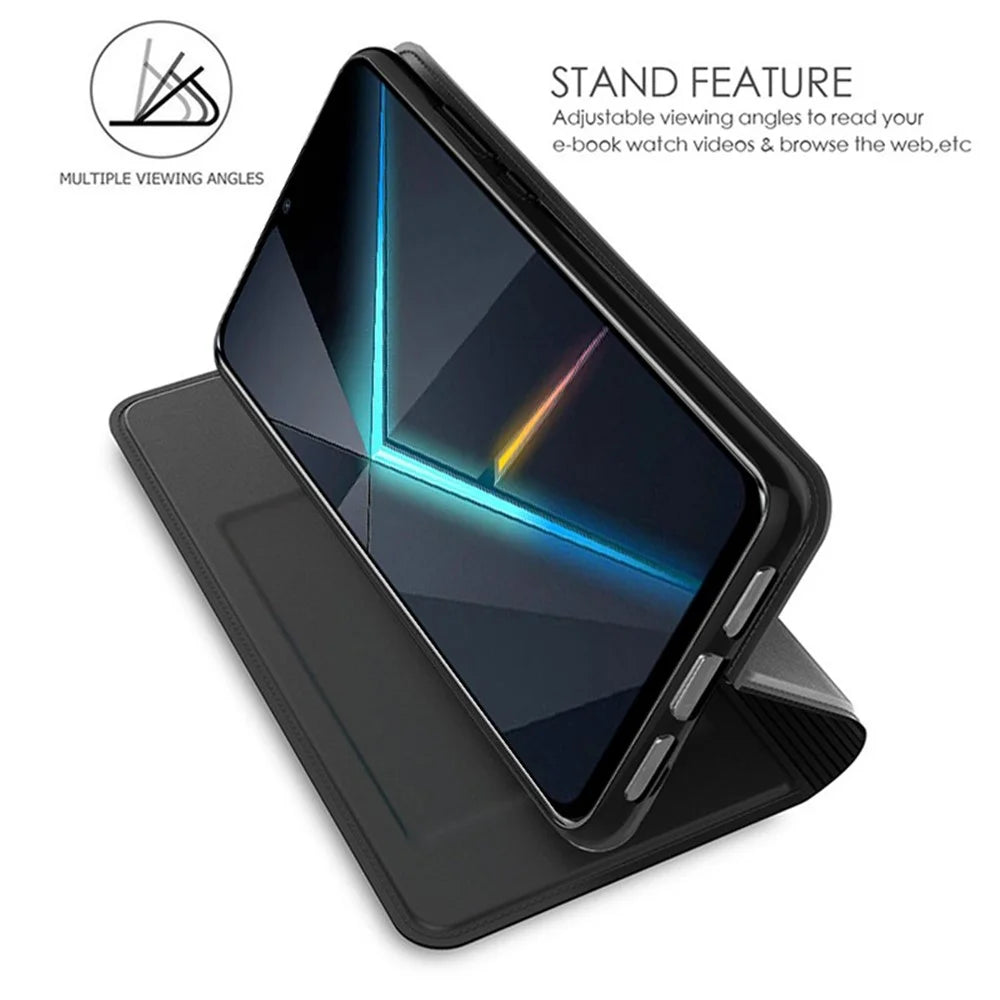 For ZTE nubia Neo 5G Case Card Slot PU Leather Protection Phone Cover - Black - 2