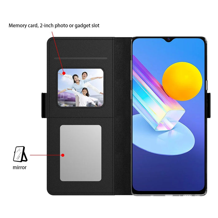 For vivo X100 Pro 5G Cell Phone Cases PU Leather Stand Cover with Mirror - Black - 3