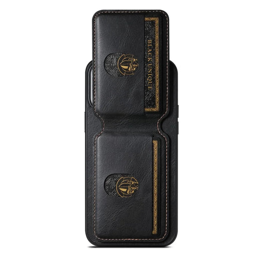 SUTENI H02 For iPhone 14 Pro Max Leather Case Waxy Texture Vertical Flip Card Holder Phone Cover - Black - 2