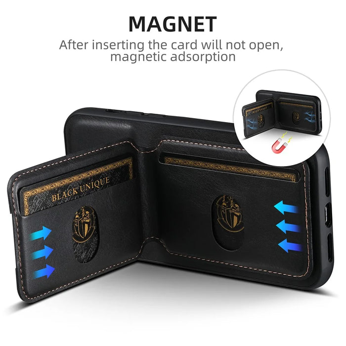 SUTENI H02 For iPhone 14 Pro Max Leather Case Waxy Texture Vertical Flip Card Holder Phone Cover - Black - 3