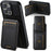 SUTENI H02 For iPhone 14 Pro Max Leather Case Waxy Texture Vertical Flip Card Holder Phone Cover - Black - 6