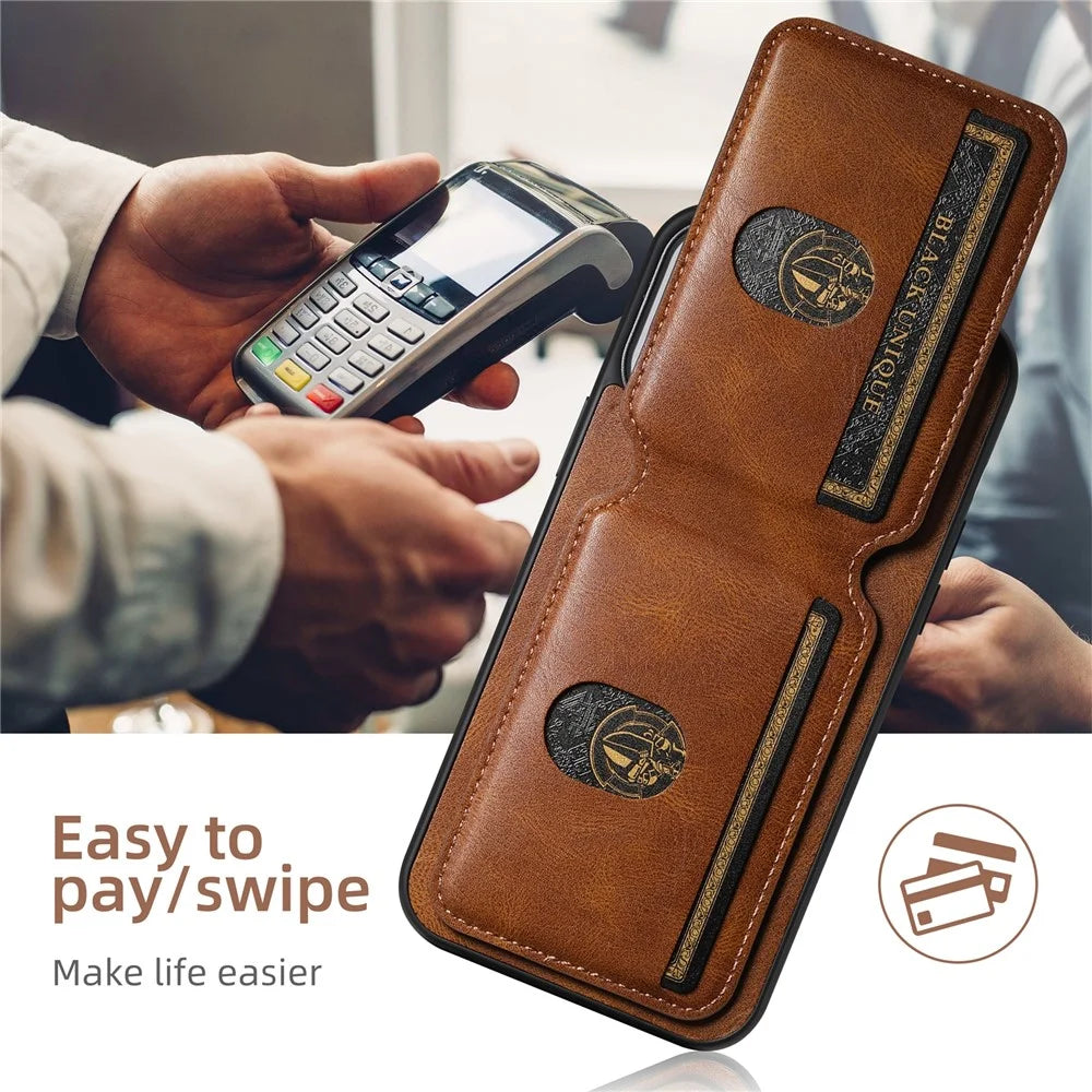 SUTENI H02 For iPhone 13 Pro Max 6.7 inch Case Waxy Texture PU Leather+TPU Kickstand Phone Cover - Brown - 4