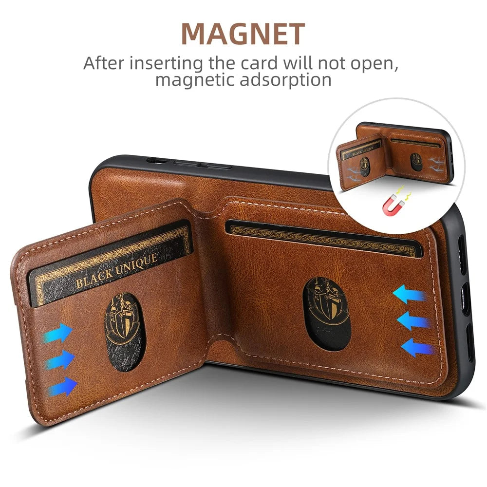 SUTENI H02 For iPhone 13 Pro 6.1 inch Case Vertical Flip Card Slots Waxy Texture Phone Protector - Brown - 3