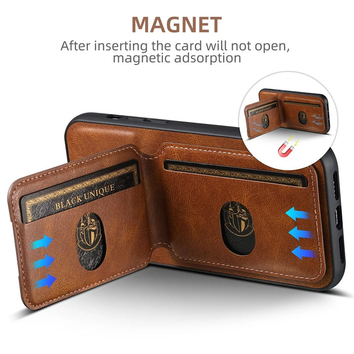 SUTENI H02 For iPhone 13 Pro 6.1 inch Case Vertical Flip Card Slots Waxy Texture Phone Protector - Brown - 3
