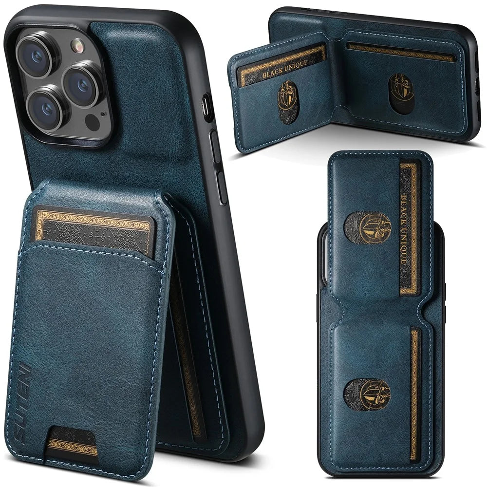 SUTENI H02 For iPhone 12 Pro 6.1 inch / 12 6.1 inch Waxy Texture Case Vertical Flip Card Slots Phone Protector - Blue - 6
