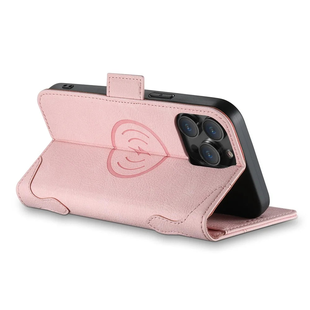 SUTENI J07 For iPhone 14 Pro Case Compatible with MagSafe Anti-scratch Litchi Texture Phone Cover - Pink - 3