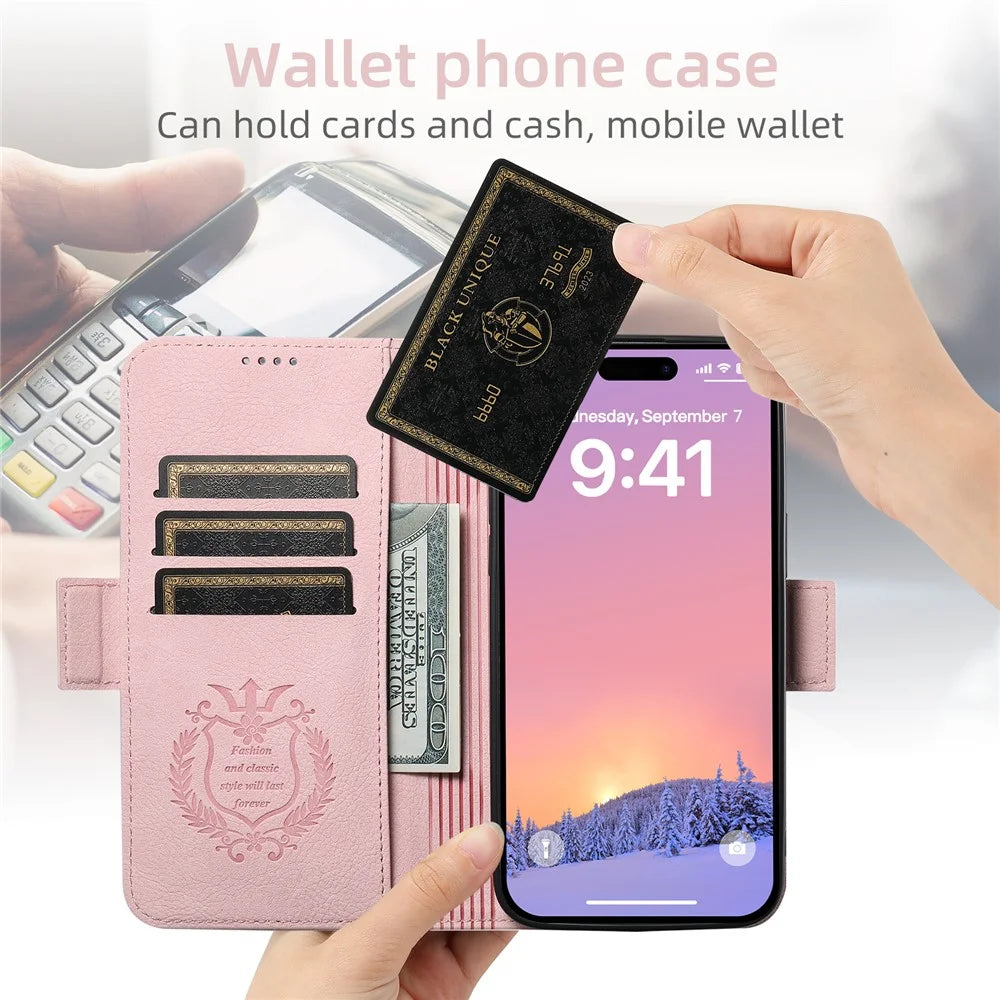 SUTENI J07 For iPhone 14 Pro Case Compatible with MagSafe Anti-scratch Litchi Texture Phone Cover - Pink - 5