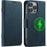 SUTENI J07 For iPhone 13 Pro Max 6.7 inch Leather Case Compatible with MagSafe Card Slots Phone Protector - Blue - 1