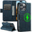 SUTENI J07 For iPhone 13 Pro Max 6.7 inch Leather Case Compatible with MagSafe Card Slots Phone Protector - Blue - 7