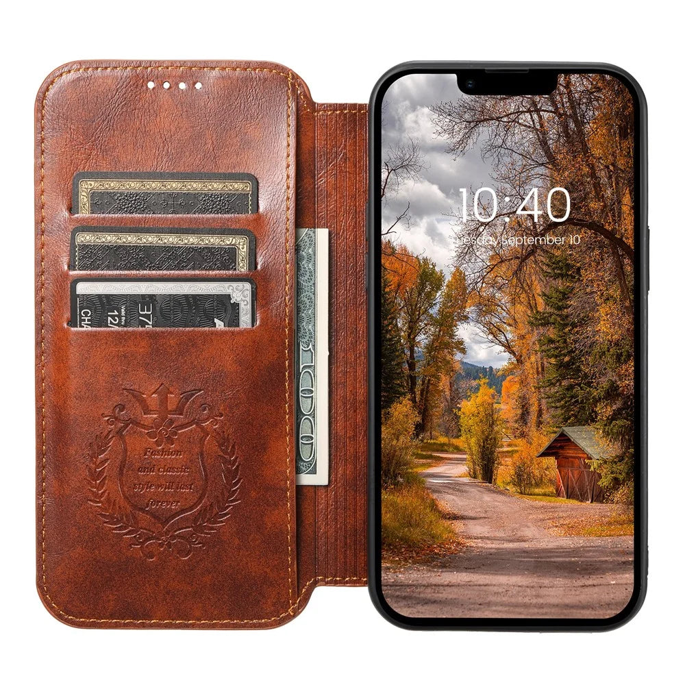 SUTENI J05 For iPhone 15 Plus Case Stand Wallet Leather Dustproof Phone Cover Compatible with MagSafe - Khaki - 2