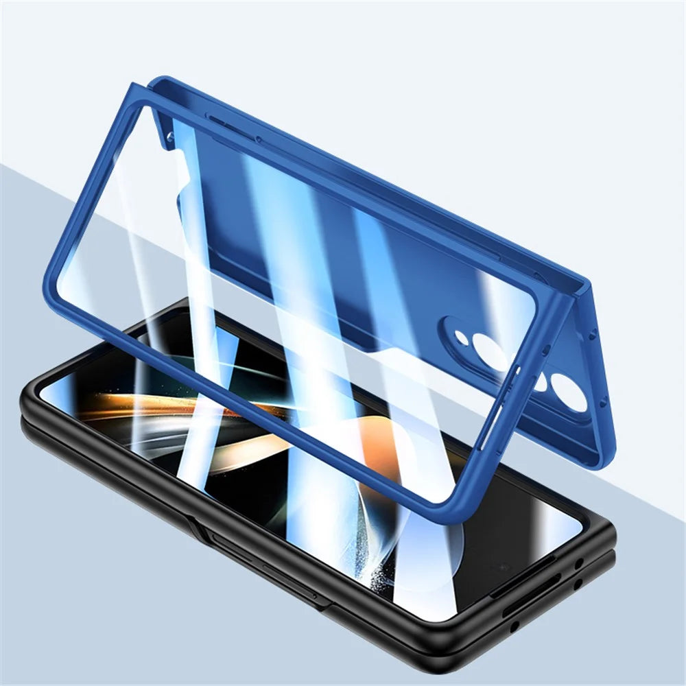 For Samsung Galaxy Z Fold4 5G Phone Case PC Protective Cover with Tempered Glass Film / Stylus Pen - Black - 2