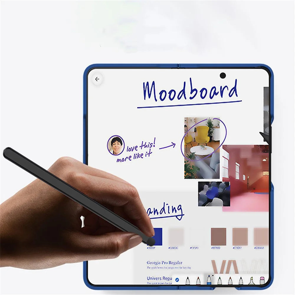 For Samsung Galaxy Z Fold4 5G Phone Case PC Protective Cover with Tempered Glass Film / Stylus Pen - Black - 3