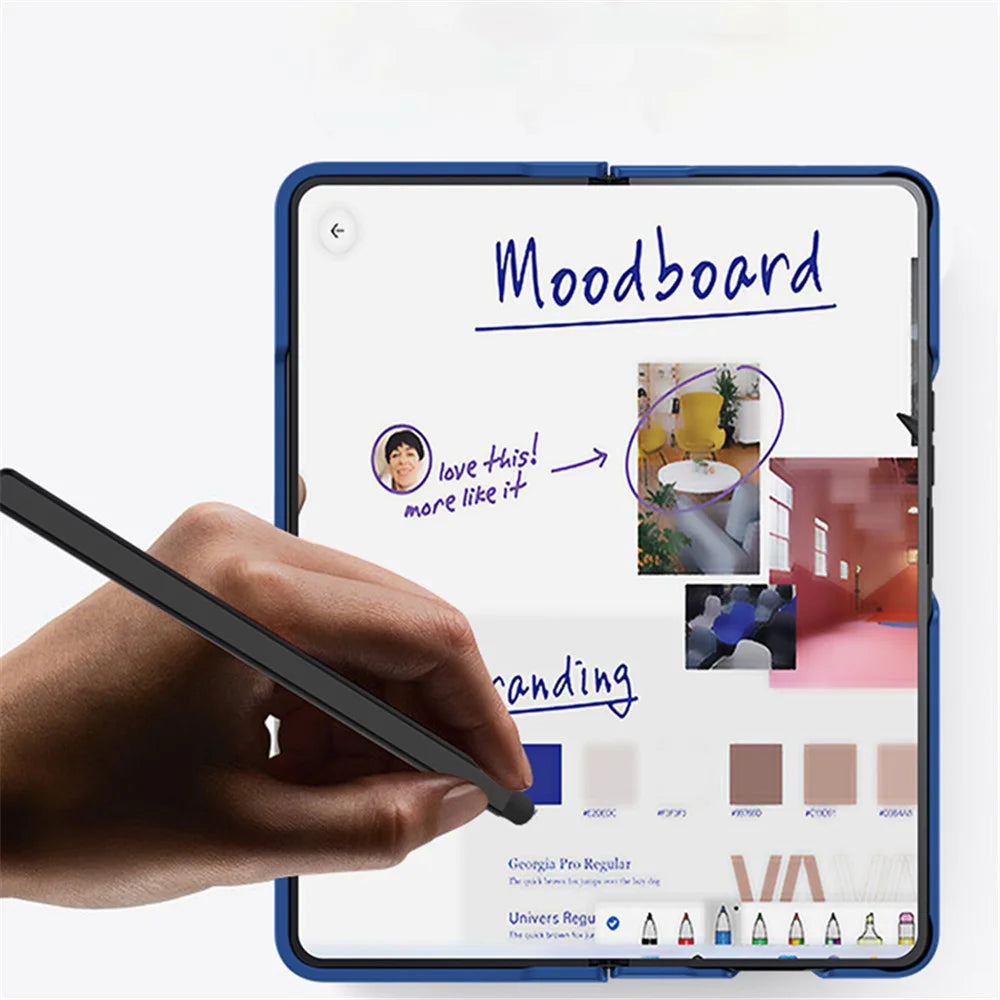 For Samsung Galaxy Z Fold3 5G Case Skin Feel Phone Cover with Tempered Glass Film / Stylus Pen - Green - 2