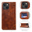 SUTENI For iPhone 15 Plus Magnetic Case Drop-resistant PU Leather Card Holder Phone Protector - Khaki - 4