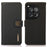 KHAZNEH For OnePlus 12 5G Cell Phone Case Genuine Cow Leather+TPU RFID Blocking Stand Cover - Black - 1