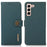 KHAZNEH For Samsung Galaxy A35 5G Magnetic Phone Case RFID Blocking Genuine Cow Leather Card Holder Cover - Green - 1