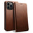 SUTENI for iPhone 15 Pro Leather Phone Case Calf Texture Wallet Stand - Brown - 1